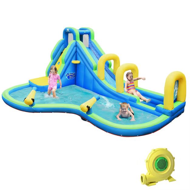 Costway Inflatable Water Slide Kids Bounce House Castle Splash Water Pool W/ 750W Blower | Target