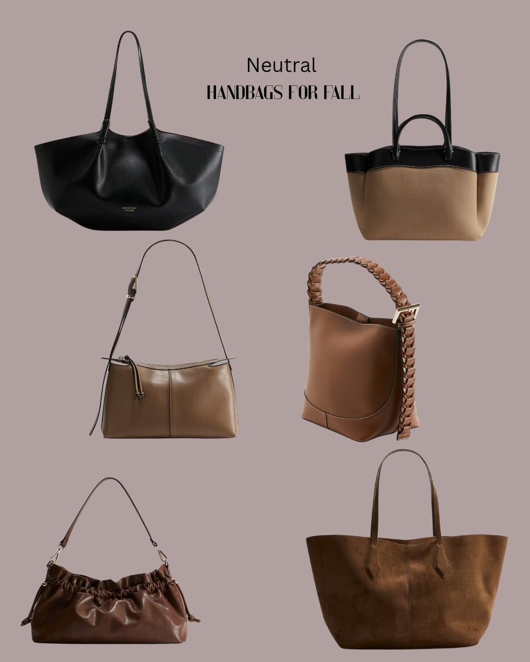 H&M handbsgs neutral tones for fall. Under $50 

