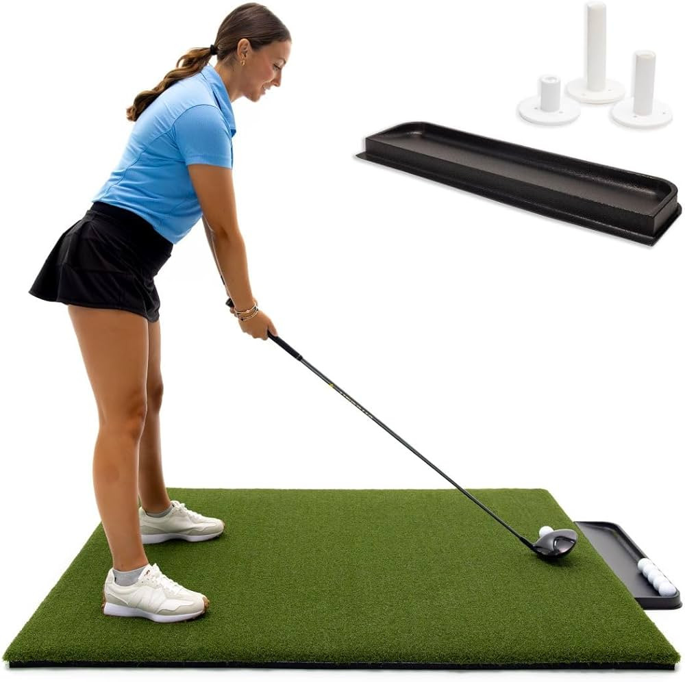 Premium Turf Indoor/Outdoor Golf Mat. Bonus Tray + 3 Tees | Amazon (US)