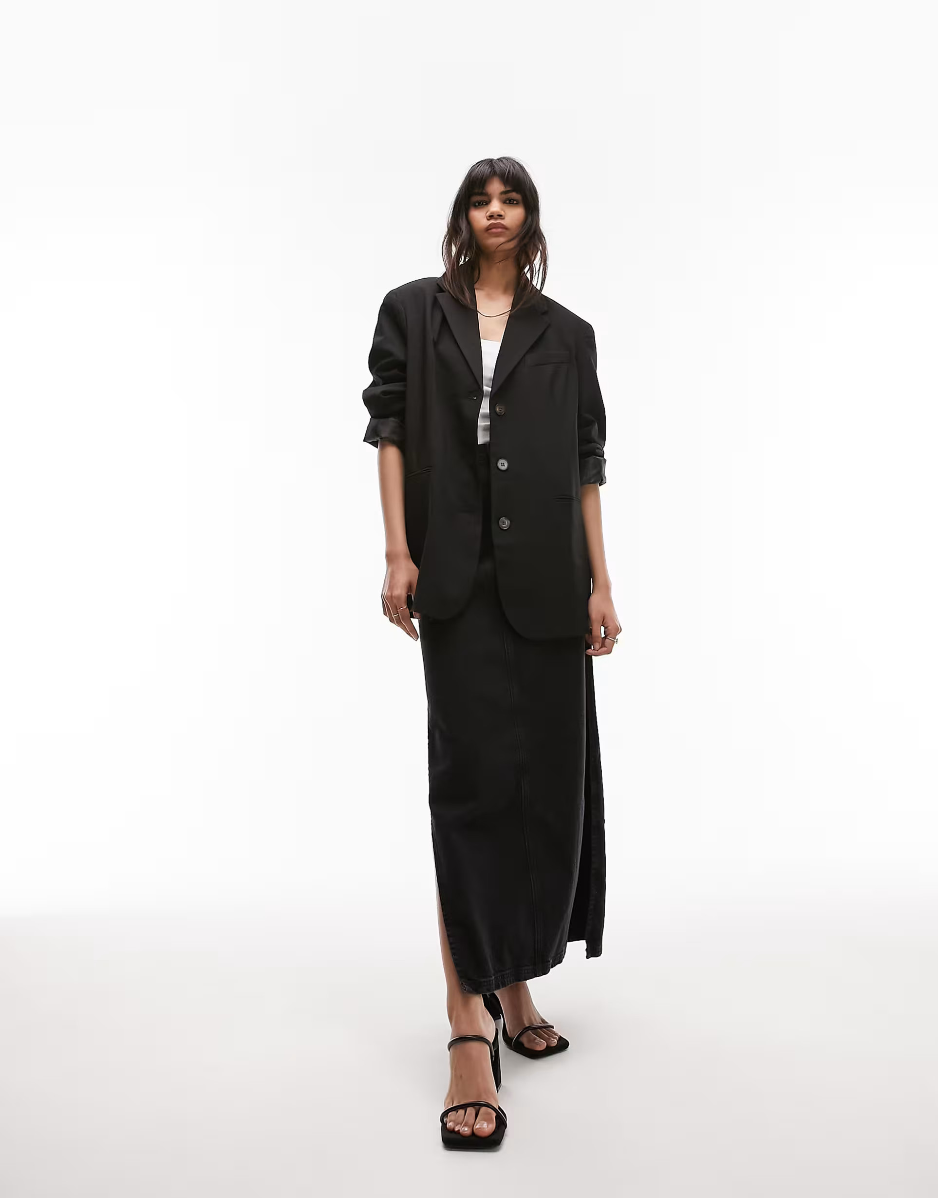 Topshop Tailored oversized blazer with twisted sleeve in black  | ASOS | ASOS (Global)