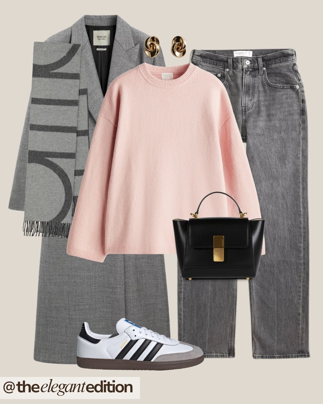 PINK & GREY TONES 🩶💕
pink knit sweater grey wool coat long designer scarf logo print straight leg jeans denim Adidas Samba sneakers trainers black leather handbag structured bag gold earrings fashion winter outfit ideas casual sporty chic elevated street style

#LTKwinter #LTKstyletip #LTKeurope

#LTKstyletip #LTKwinter #LTKeurope