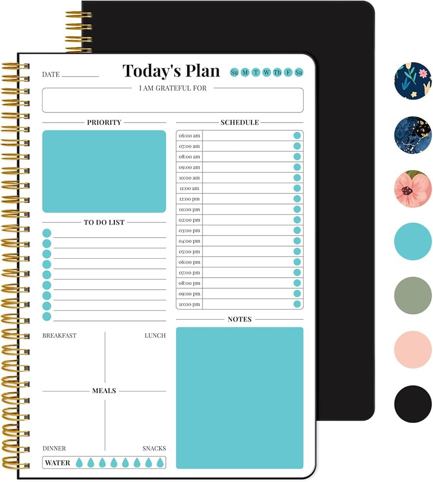 Undated Daily Planner With Hourly Schedule, Spiral To Do List Notebook to Organize Your Daily Tas... | Amazon (US)