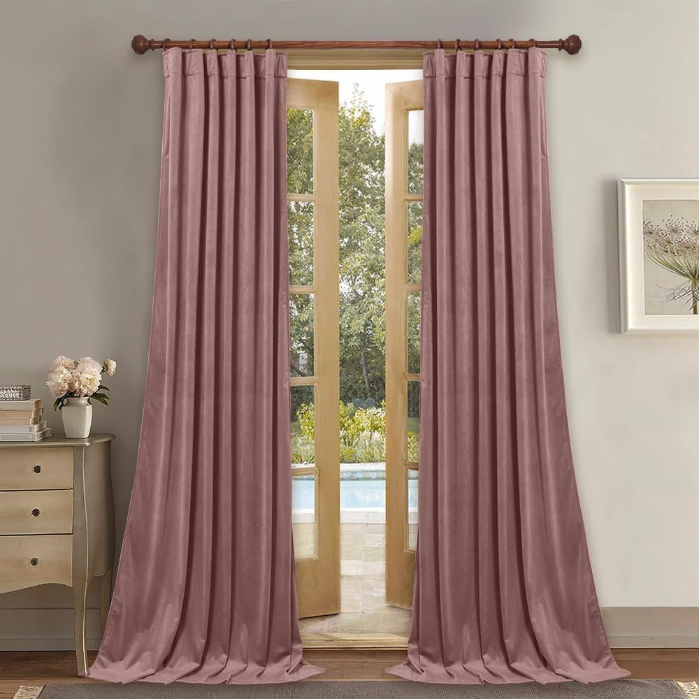 StangH Extra Long Velvet Curtains 120 inches Long for Living Room, Wild Rose Pink Home Decoration... | Amazon (US)