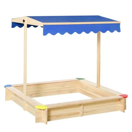 Outsunny Wooden Sandbox with Adjustable Canopy | Walmart (US)