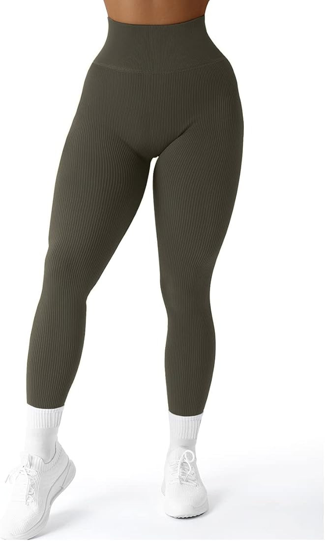 SUUKSESS Women Ribbed Seamless Leggings High Waisted Workout Gym Yoga Pants | Amazon (US)