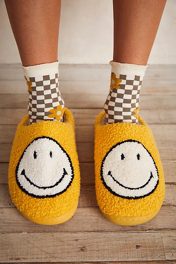 Smiley Slippers by Free People, Yellow Smiley, L | Free People (Global - UK&FR Excluded)