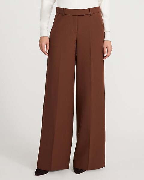 Editor Studio Stretch Twill Mid Rise Wide Leg Pant | Express