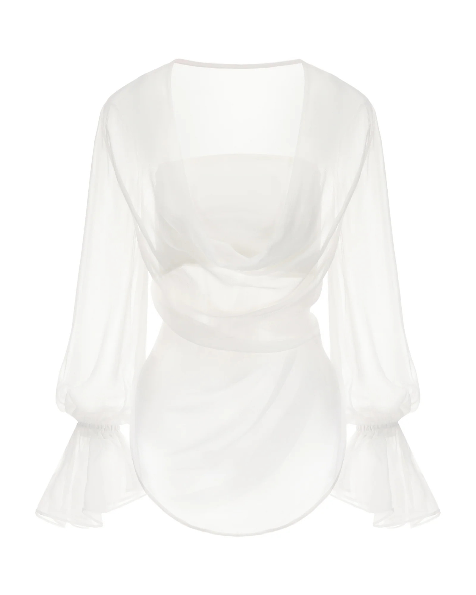 Nora Top (White) | Black Sheer Ruffle Sleeve Blouse with Tube Top | Nana Jacqueline