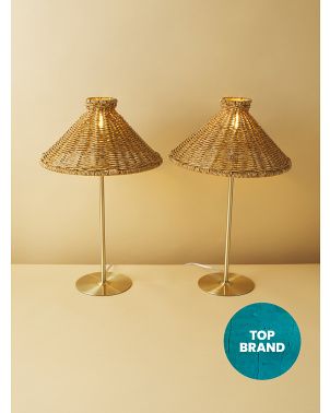 2pk Wicker And Metal Table Lamps | Table Lamps | HomeGoods | HomeGoods