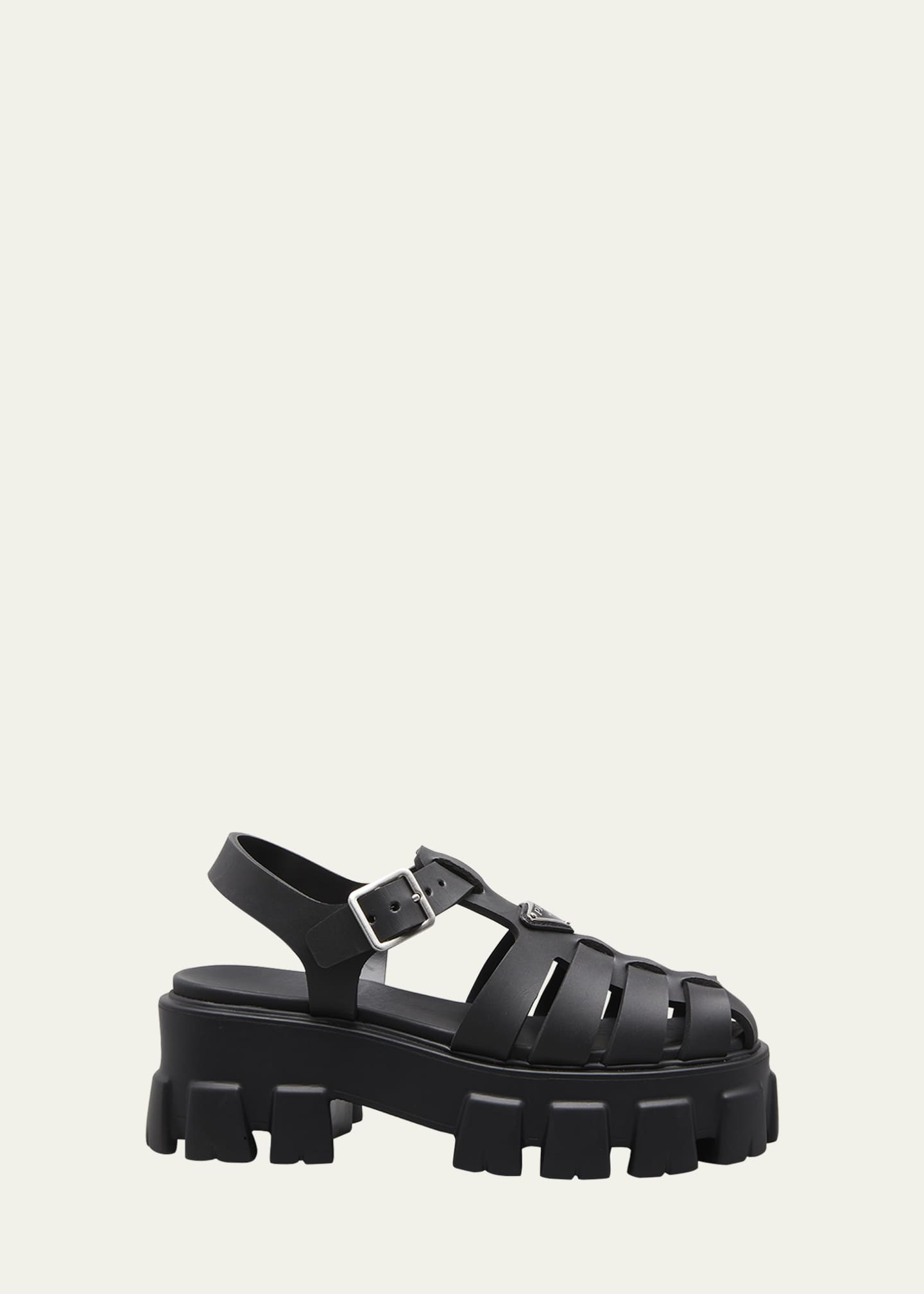 Prada Rubber Logo Chunky-Sole Fisherman Sandals | Bergdorf Goodman