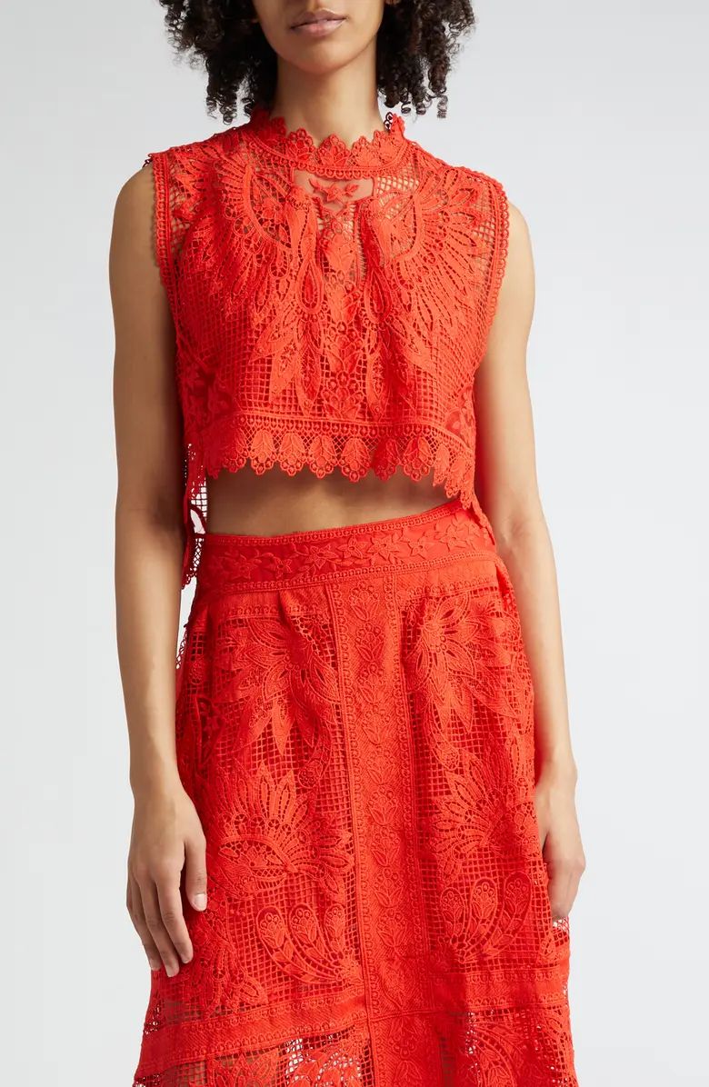 Toucan Guipure Lace Sleeveless Crop Top | Nordstrom