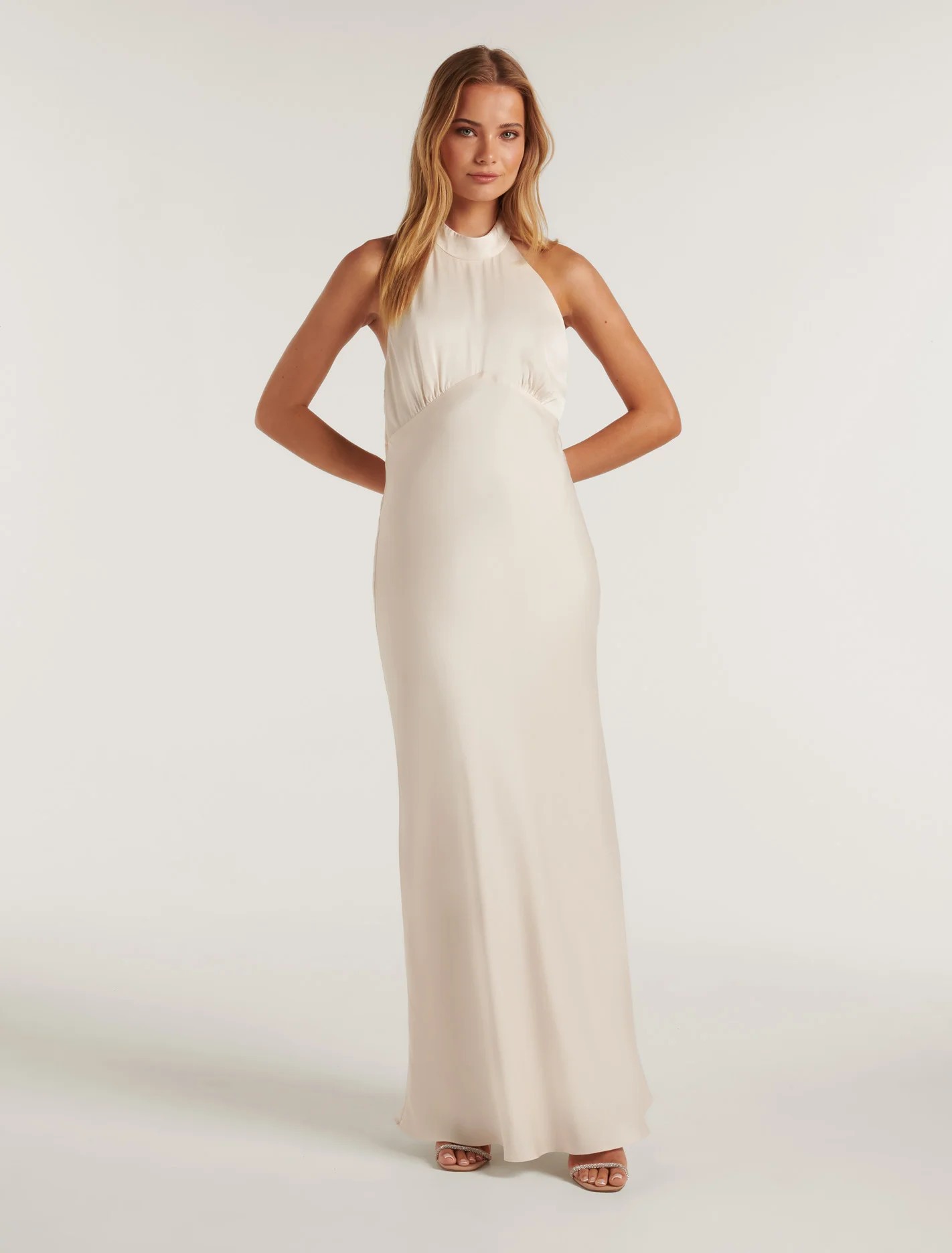 Yasmina Halter Neck Satin Gown | Forever New (UK & IE)