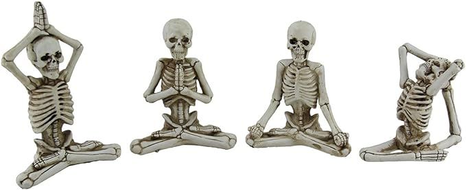 Transpac Imports 4 Pc. Bone Stretchers Skeletons in Yoga Poses Decorative Statue Set | Amazon (US)
