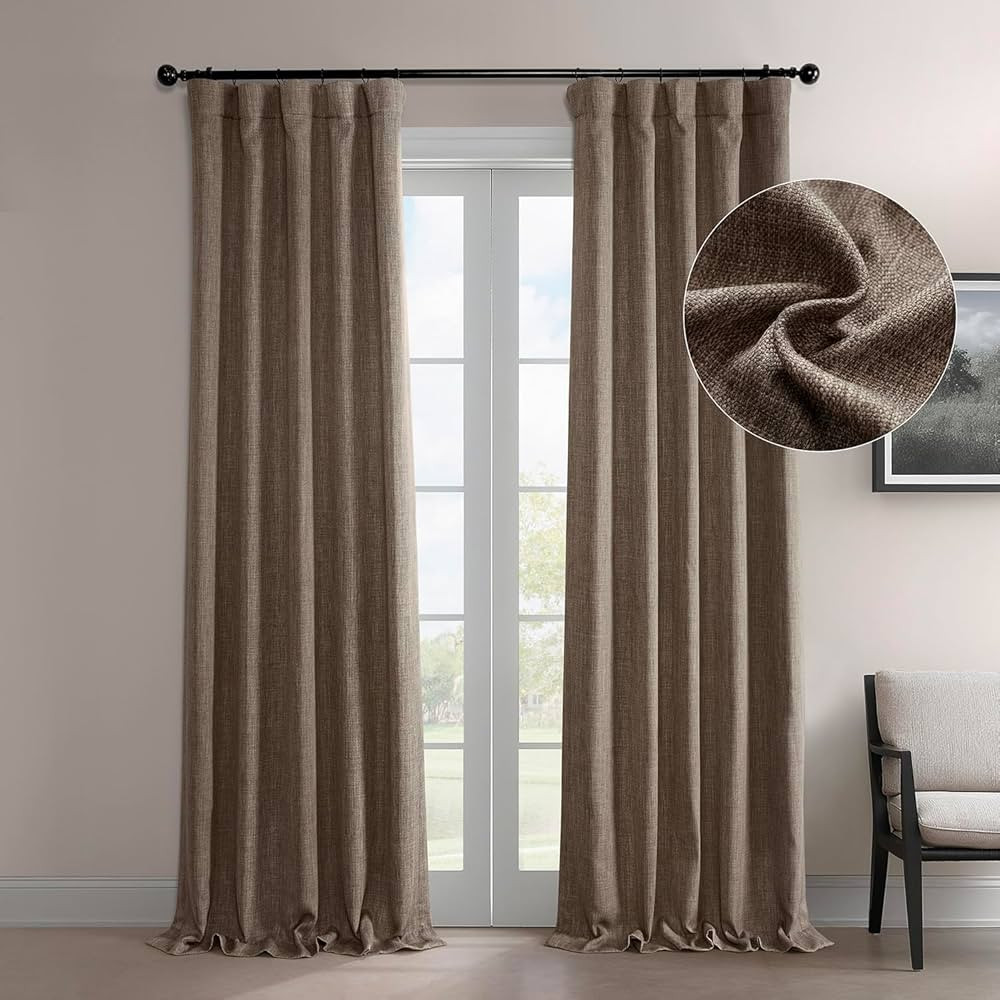 HPD Half Price Drapes - Faux Linen Curtains for Living Room (1 Panel) - 50W X 120L - Textured Roo... | Amazon (US)