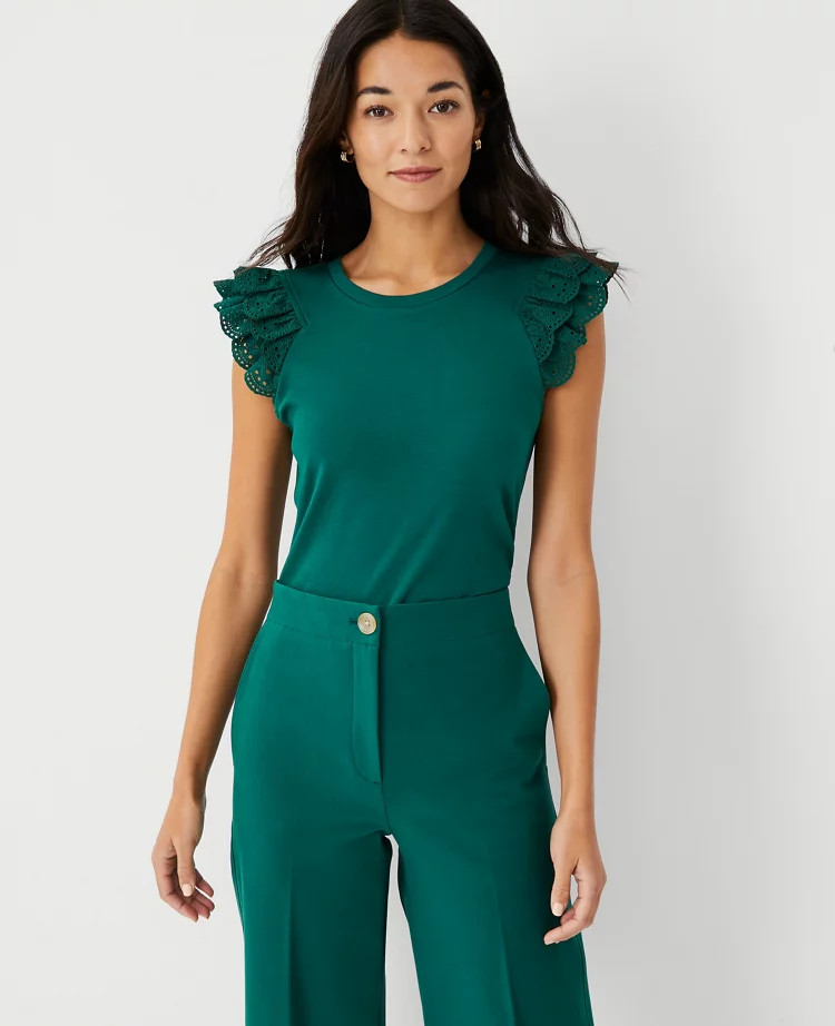 Tiered Lace Sleeve Top | Ann Taylor (US)