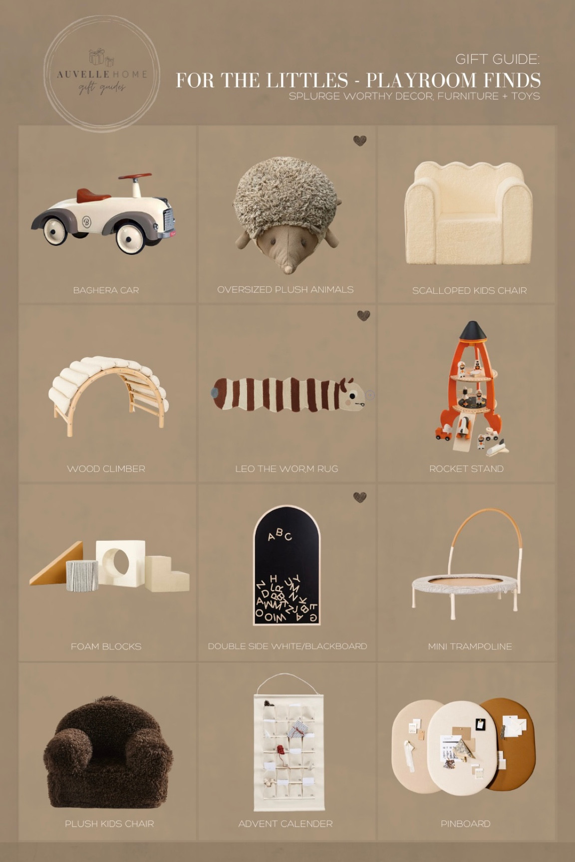 gift guide for the littles (under 4)

—

aesthetic playroom finds, playroom rug, play car, kids chair, foam blocks, kids trampoline, kids blackboard