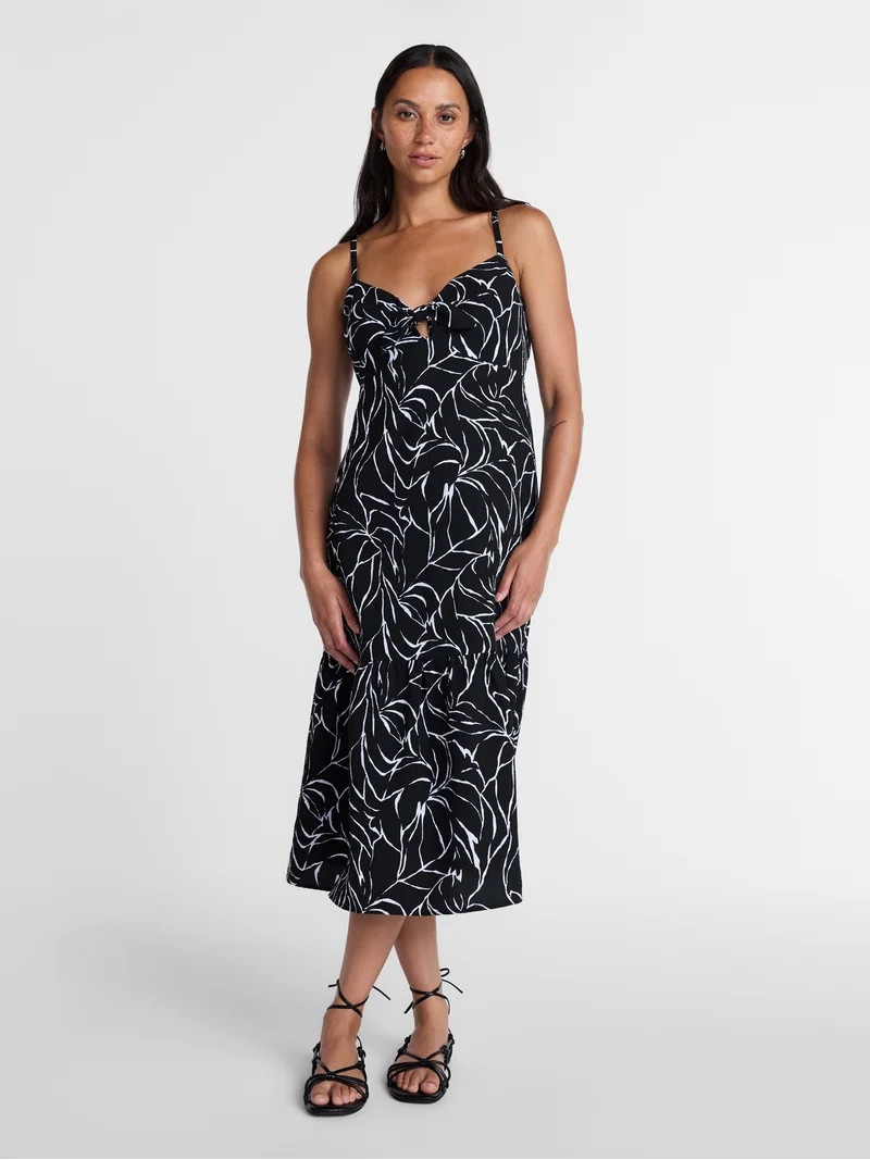 Time and Tru Women's Tie Front Sleeveless Midi Dress, Sizes XS-XXXL | Walmart (US)