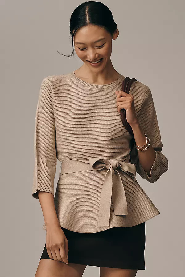 Ribbed Belted Sweater | Anthropologie (US)