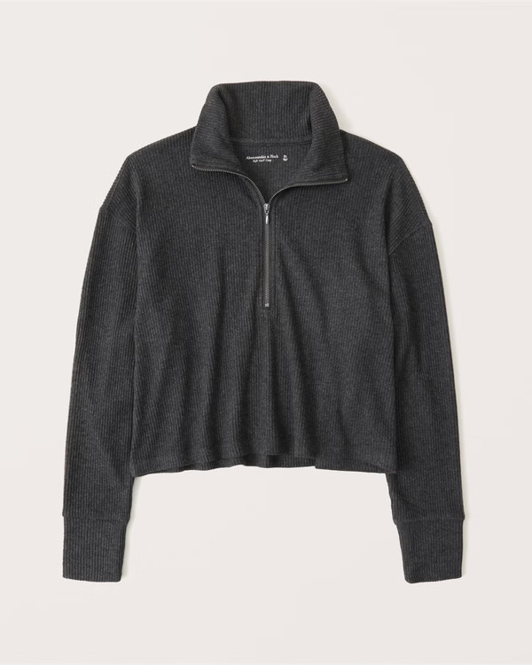 Cozy Ribbed Quarter-Zip Pullover Sweatshirt | Abercrombie & Fitch (US)