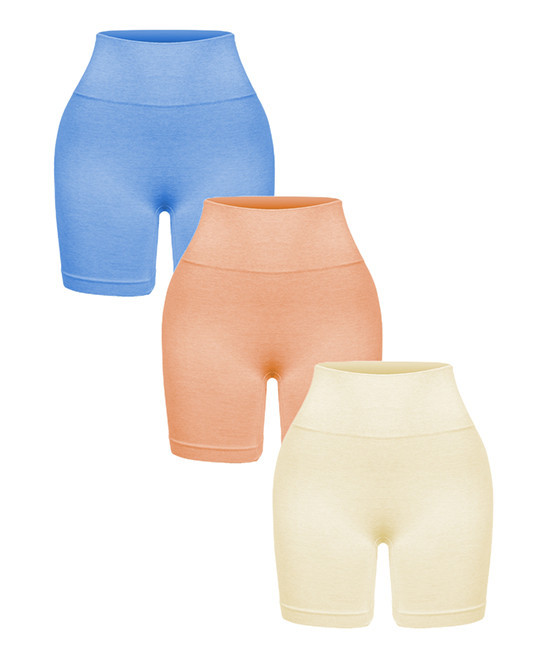 Peach & Cream Mid-Rise Bike Shorts Set - Women | Zulily
