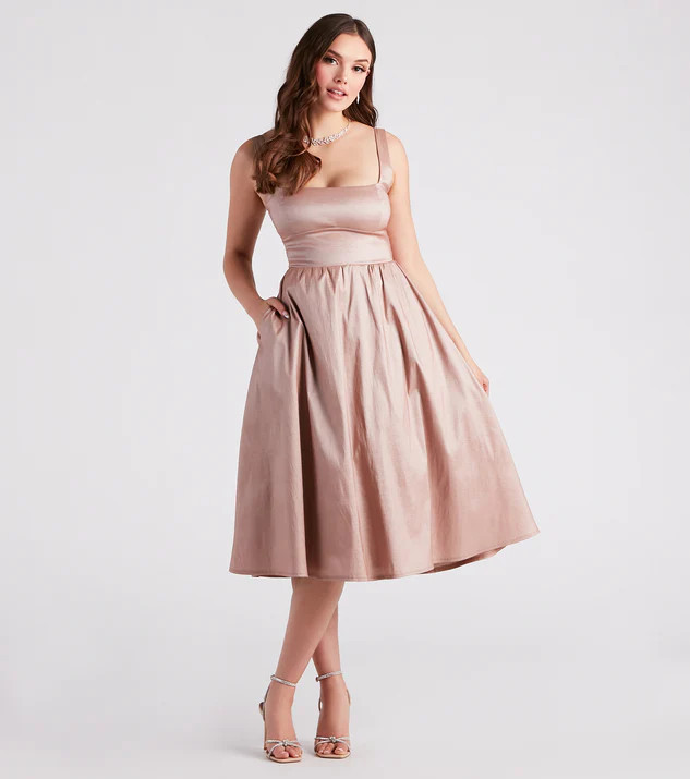 Melonie Formal Taffeta A-Line Midi Dress | Windsor Stores