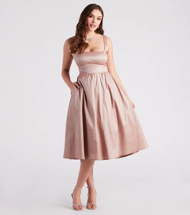 Melonie Formal Taffeta A-Line Midi Dress | Windsor Stores