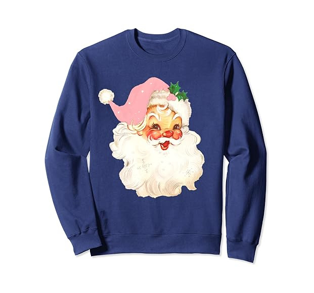 Vintage Retro Christmas Santa Claus Sweatshirt, Long Sleeve | Amazon (US)