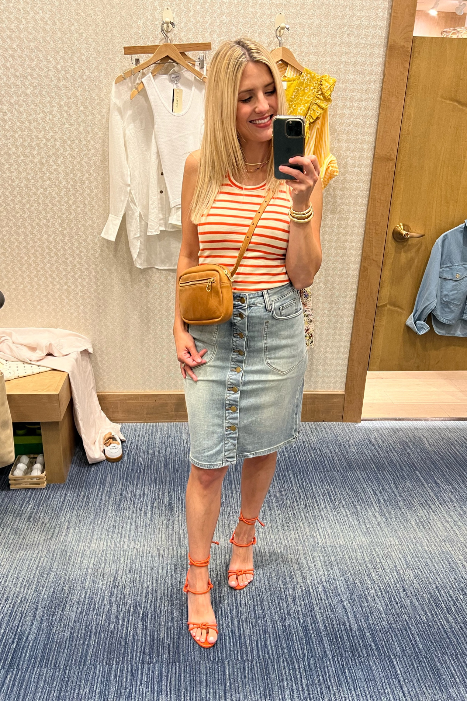Love this look for exploring while on vacation. The high/waisted skirt is great for pulling in extra postpartum bumps and skin. Linking a different sandal for walking around more than just going to dinner 😄

#LTKshoecrush #LTKstyletip #LTKbump