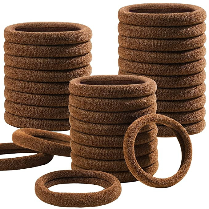 Brown Hair Ties, Teenitor 30pcs Seamless Thick Hair Band, Elastic Hair Ties Ponytail Holder | Amazon (US)