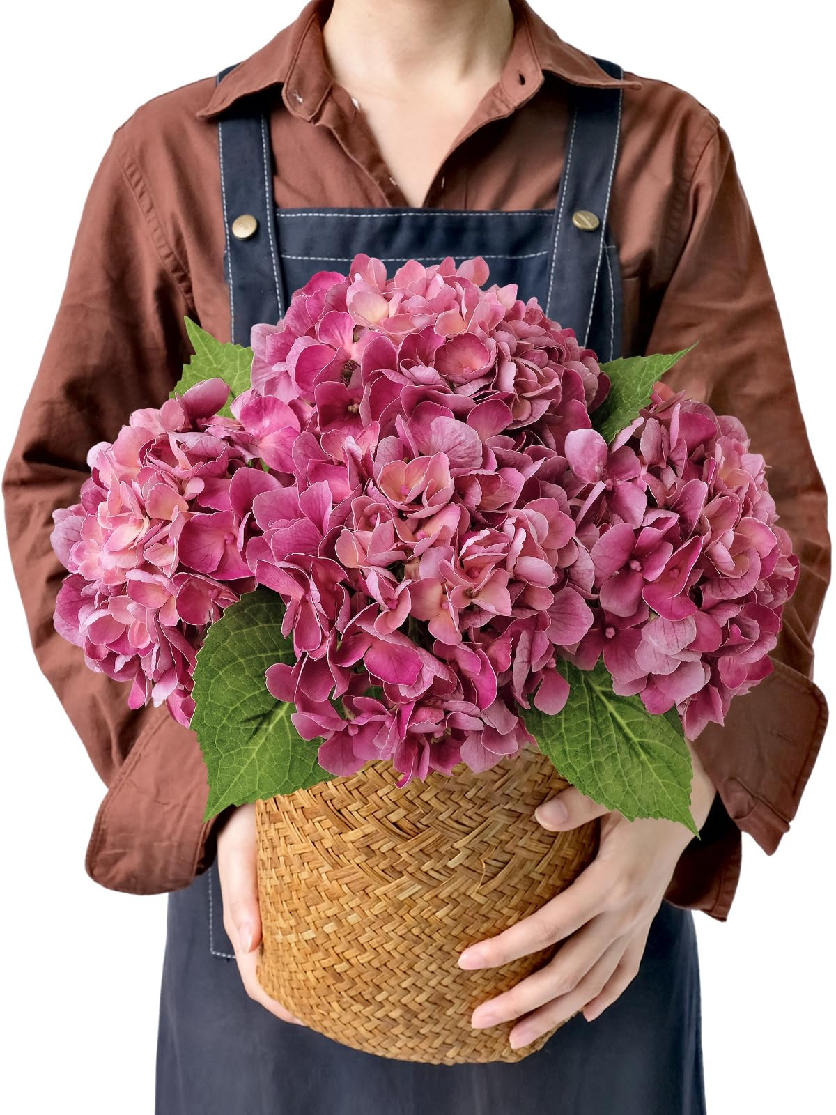 Magenta Pink Hydrangea Artificial Flowers, 4Pcs 21” Latex Real Touch Flowers, Full Faux Silk Fl... | Amazon (US)