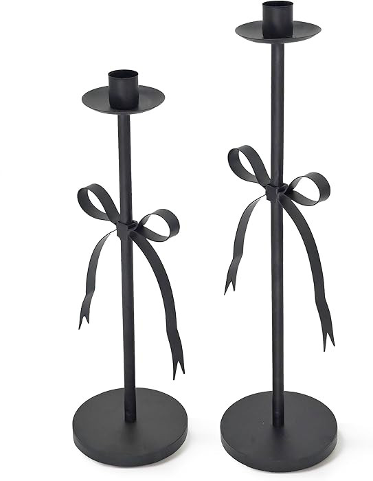 Juego de 2 portavelas cónico negro para decoración de palitos de velas de metal, moderno y alto... | Amazon (US)