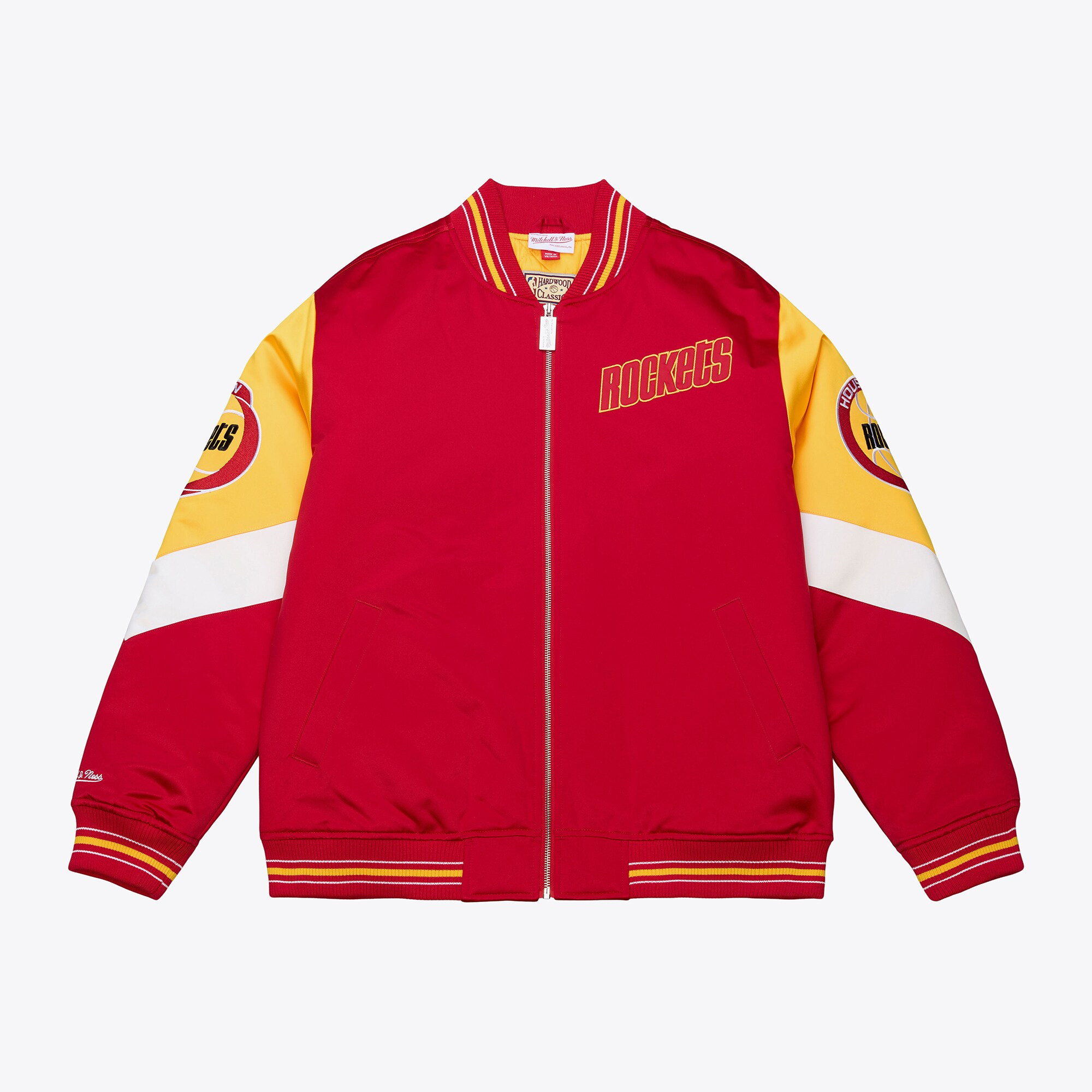 Houston Rockets Red Hardwood Classics Throwback Heavyweight Satin Full-Zip Jacket | Mitchell & Ness