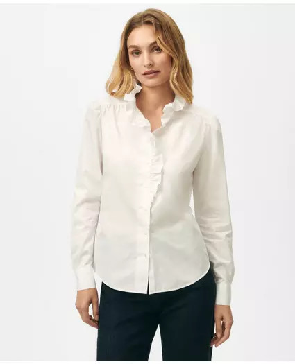 Cotton Ruffle Placket Shirt | Brooks Brothers