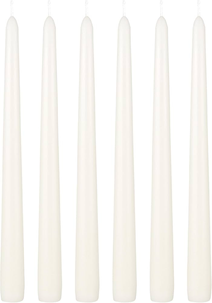 Mega Candles 6 pcs Unscented Off White Taper Candle, Hand Poured Wax Candles 10 Inch x 7/8 Inch, ... | Amazon (US)