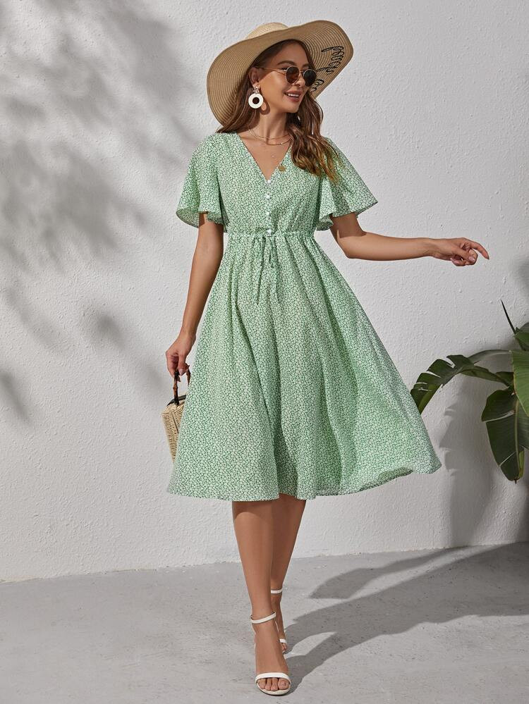 Botão Florzinhas Boho Vestido | SHEIN