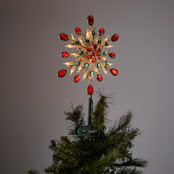 GE 9.5-in Snowflake Gold/Green/Red Clear Christmas Tree Topper | Lowe's