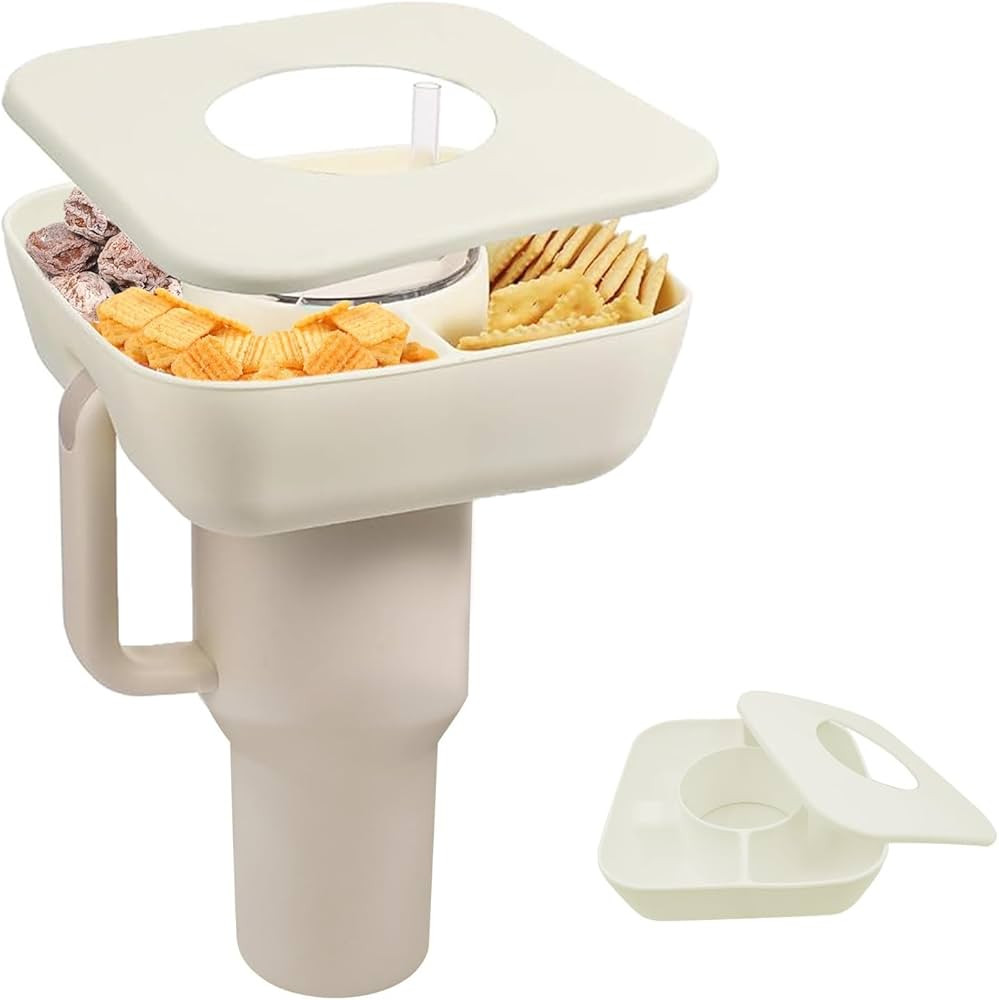 Snack Tray with Lid for Stanley Cup 40 Oz, Silicone Snack Bowl for Stanley Tumblers 40oz with Han... | Amazon (US)
