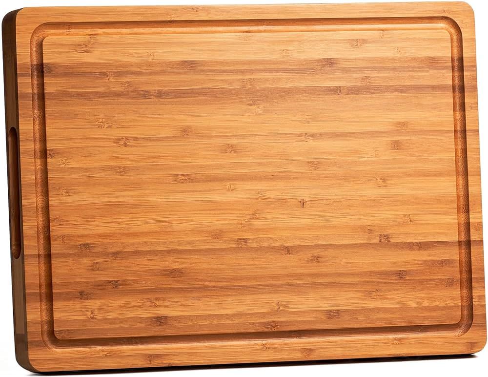 Bamboo Cutting Boards for Kitchen, 1" Extra Thick Wood Butcher Block, Heavy Duty Wooden Chopping ... | Amazon (US)