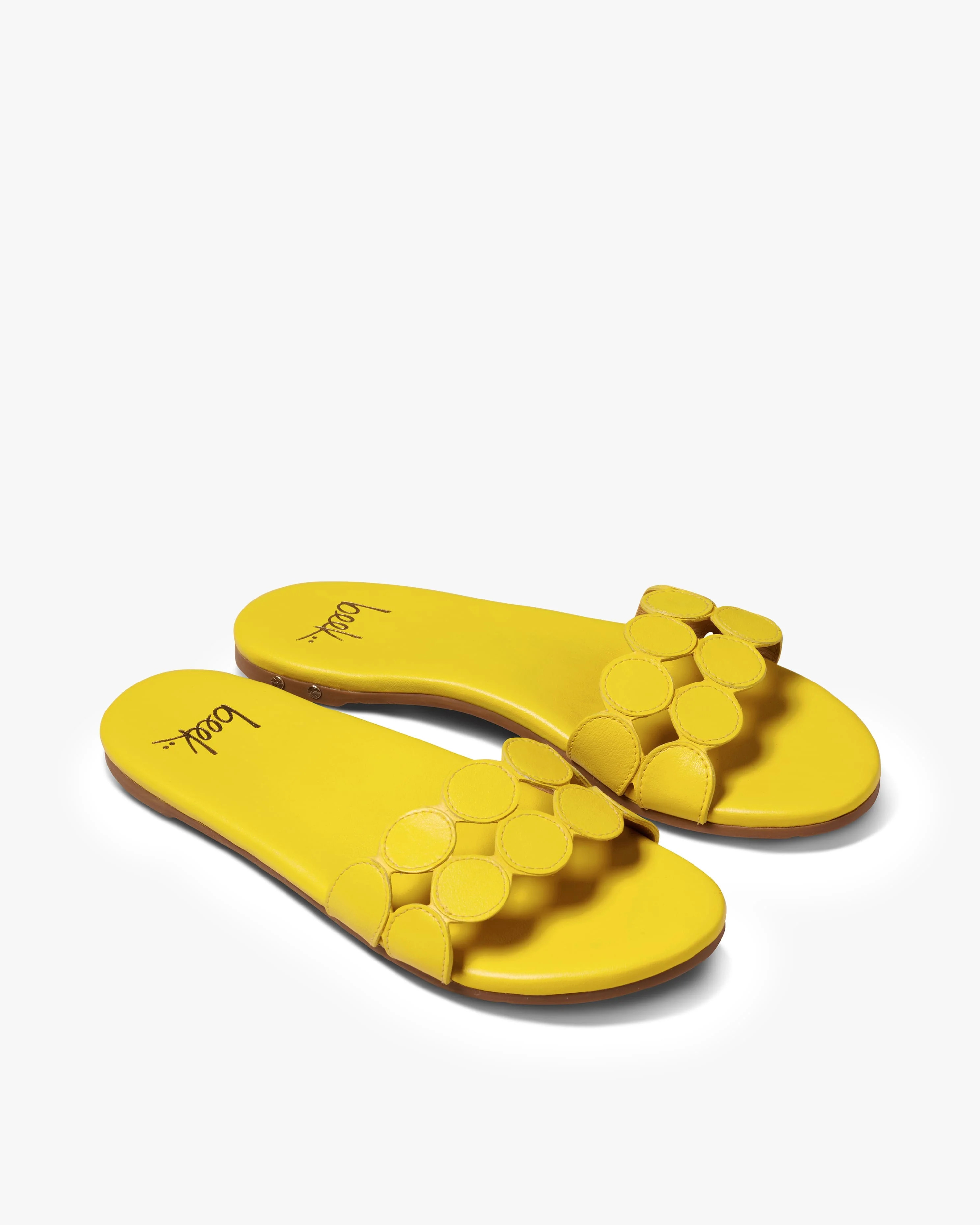 Whirlybird Leather Slide Sandal - Lemon | beek | beek