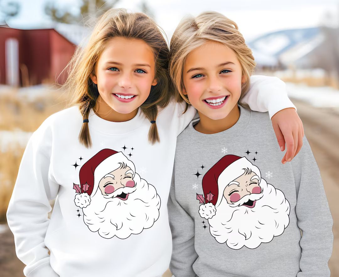 Christmas Sweatshirt Kids Retro Santa Shirt Christmas Sweater - Etsy | Etsy (US)
