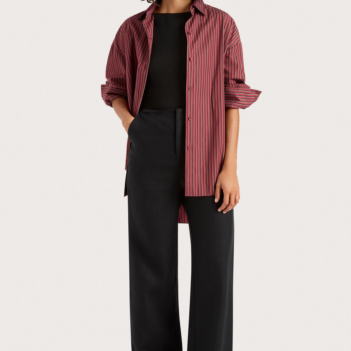 Freja Shirt Wine Stripe | Faithfull (AU)