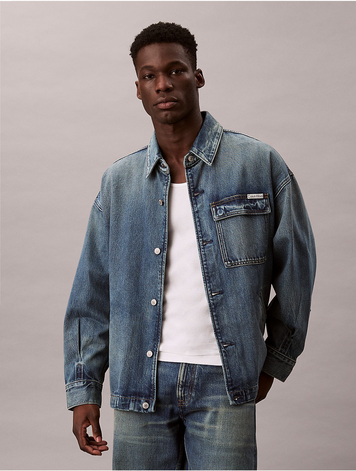 Calvin Klein Men's Denim Relaxed Field Jacket - Blue - M | Calvin Klein (US)
