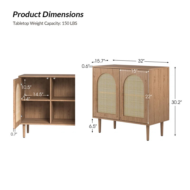 Kelly Clarkson Home Emily 30.2'' 2 - Rattan Door Accent Cabinet with Solid Wood Legs & Reviews | ... | Wayfair North America