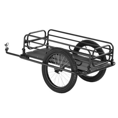 VEVOR Bike Cargo Trailer, 275 lbs Capacity Foldable Wagon Cart with Universal Hitch, 20" Wheels, Carbon Steel Frame, Fits Most Bikes, Black | Target