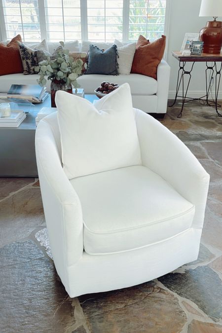 Love my white barrel chair swivel rockers! 👏🏻

#livingroom #whitechair #familyroom #nurserychair

#LTKhome #LTKsalealert #LTKstyletip