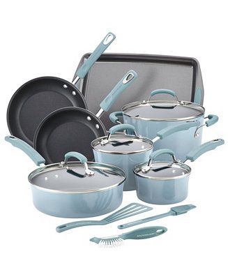 Rachael Ray Classic Brights Hard Enamel Nonstick Cookware Set, 14-Piece & Reviews - Cookware - Ki... | Macys (US)