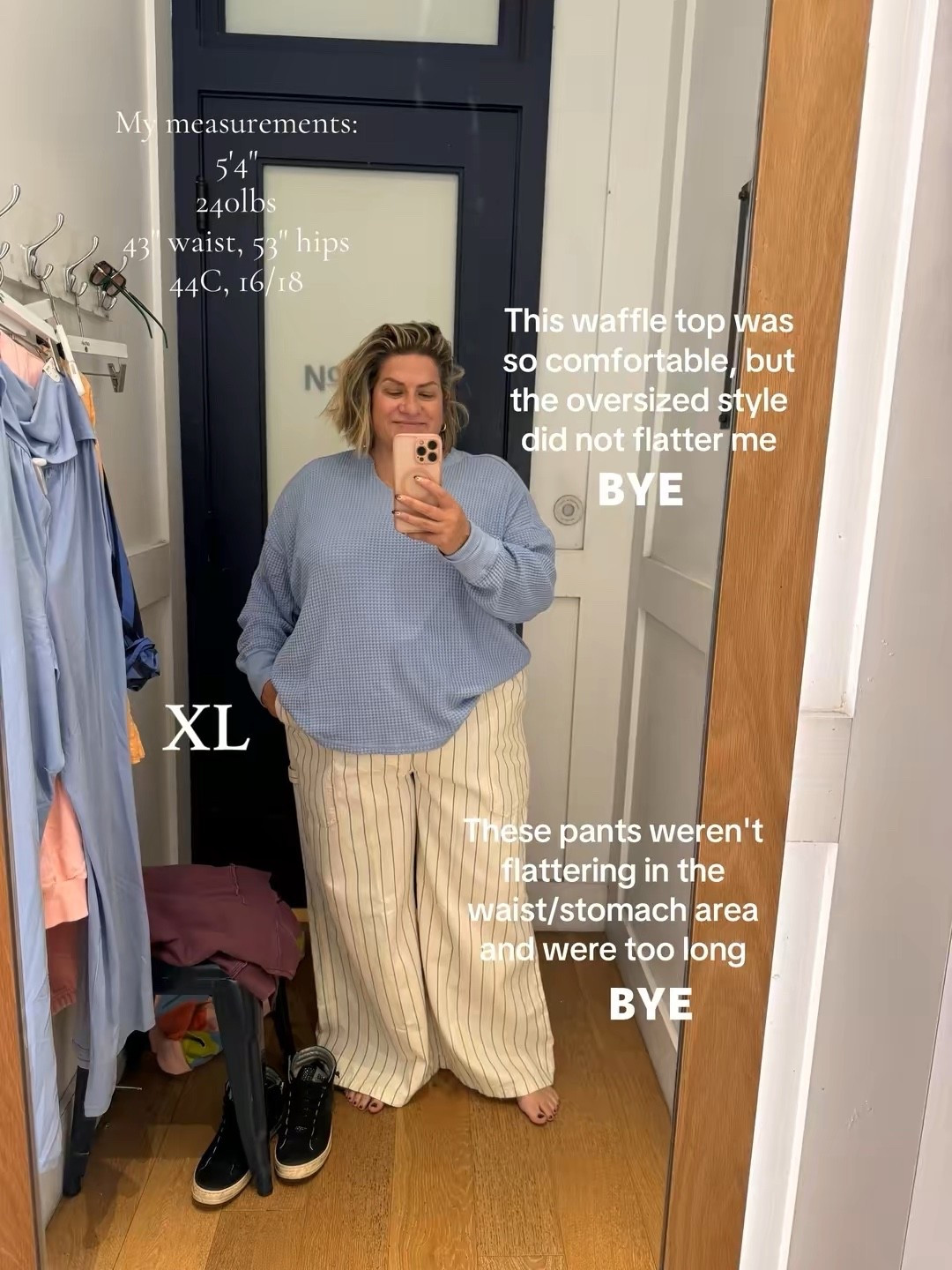 This Aerie top was part of a workout or lounge set (depending on your lifestyle) and would have been way cuter with tighter pants. The color and waffle material were fabulous. On my body the pants didn't work, but were so cute. They were too fitted around my waist and long in the legs. A size up and tailored would have to be my solution. My measurements are: 5'4", 44C, 240lbs
43" waist, 53" hips
XL/XXL,1X-2X, 16/18 

#LTKPlusSize #LTKOver40 #LTKMidsize