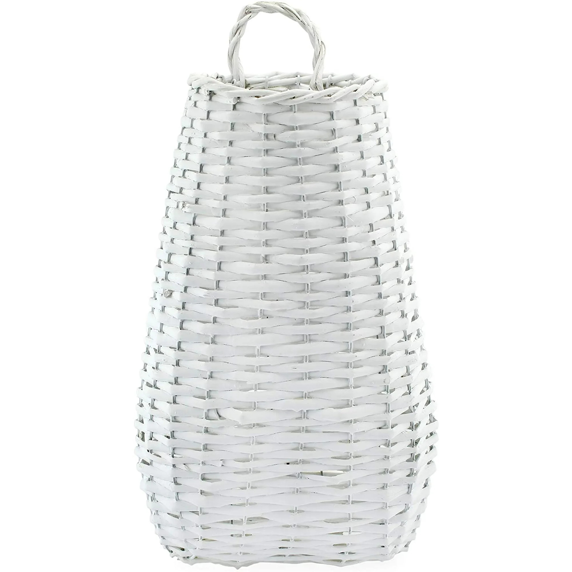 AuldHome Wall Hanging Pocket Basket (White); Woven Wicker Rustic Farmhouse Painted Long Basket; 1... | Walmart (US)