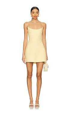 SAU LEE Andi Tweed Dress in Butter Yellow from Revolve.com | Revolve Clothing (Global)