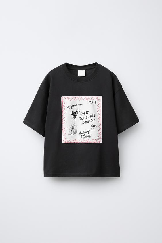 TEXT PRINT PATCH T-SHIRT | Zara US